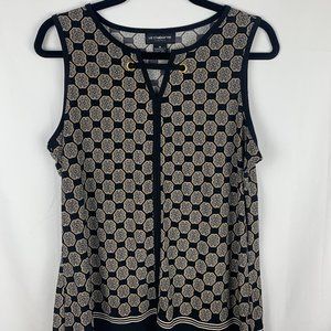 Liz Claiborne Career Geometric Black&Gold Tank SzM